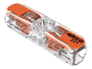 WAGO Инсталационна клема Inline с лост, за всички видове проводници, макс.4мм2, 2-проводна с прозрачен корпус (60бр./кутия)